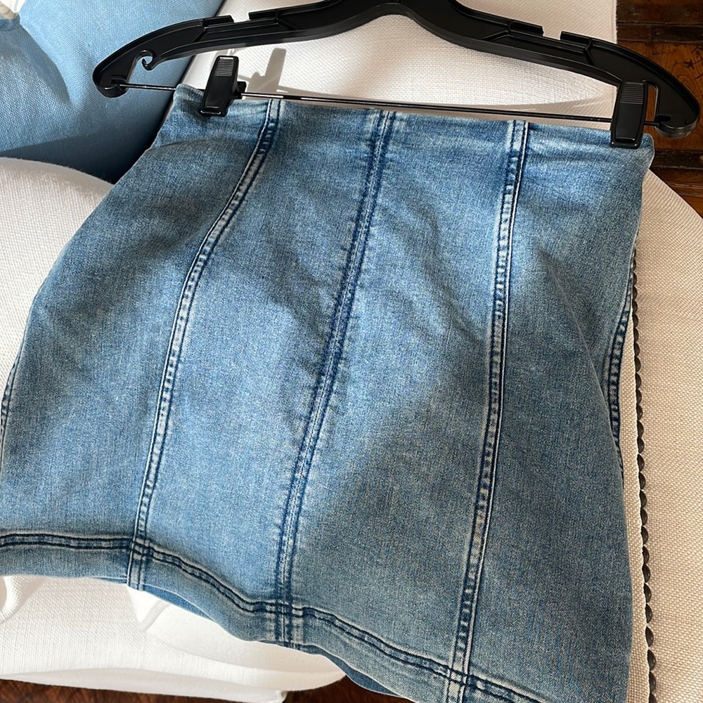 Free people denim mini skirt